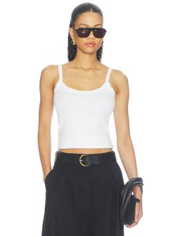 DONNI. - Baby Rib Women's Scalloped Neck Sleeveless Tank Top White