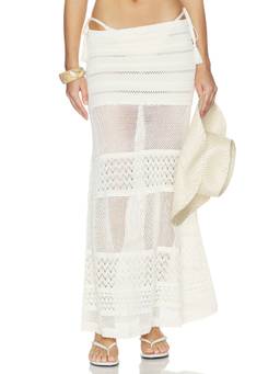 DEVON WINDSOR - Yasmin Women's Sheer Crochet Knit Maxi Skirt White