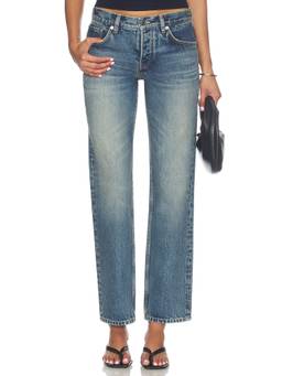 EB Denim - Ariel Women's Mid Rise Wedgie Straight-Leg Jeans Blue
