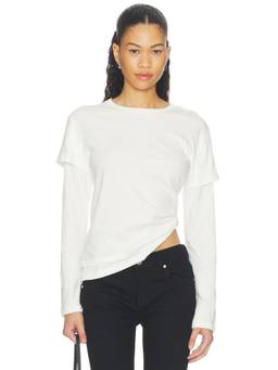 EB Denim - Layered Women's Long Sleeve Jersey Top White