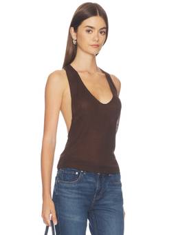 EB Denim - Valley Women's Sheer Racerback Tank Top Brown