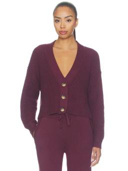 eberjey - Recy Women's Waffle Knit Button-Down Crop Cardigan Burgundy