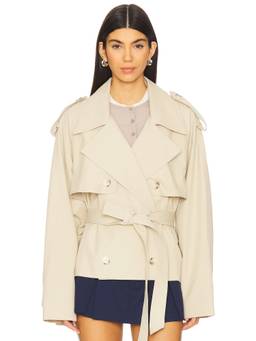 Elodie the Label - Saint Women's Cropped Belted Trench Jacket Beige