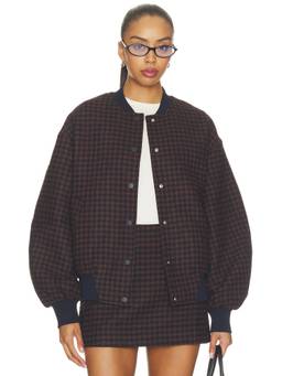 Elodie the Label - Simone Women's Checked Melton Bomber Jacket Brown