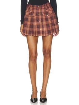 Elodie the Label - Henrietta Women's Pleated Checks Mini Skirt Brown