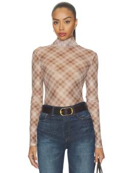 Elodie the Label - Bourbon Women's Sheer Mesh Turtle Neck Top Beige