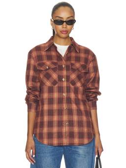 Elodie the Label - Henrietta Plaid Women's Flap Pocket Button-Up Shirt Brown