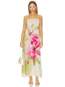 Especia - Java Tropical Women's Floral Print Chiffon Maxi Dress Multi-Color