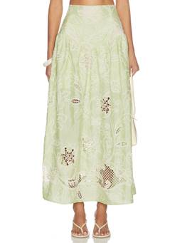 Especia - Ambrosia Women's Eyelet High Waist Maxi Skirt Green