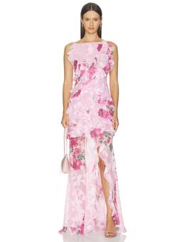 ELLIATT - Eleanora Women's Sleeveless Ruffled Maxi Gown Pink