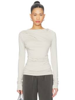 Entire Studios - Drape Women's Ruched Long Sleeve Jersey Top Off White