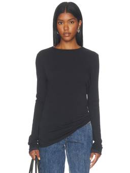 Entire Studios - Sheer Women's Long Sleeve Crew Neck Top Black