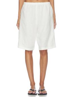 Enza Costa - Linen Women's Pull-On Pocket Bermuda Shorts White