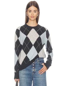 Enza Costa - Cashmere Argyle Women's Lightweight Knit Pullover Sweater Multi-Color