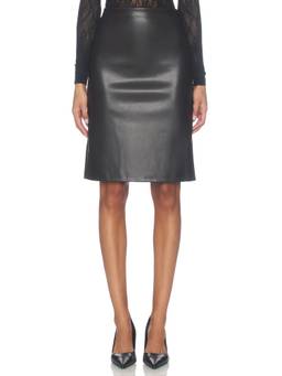 Enza Costa - Minimal Women's Faux Leather Pencil Skirt Black