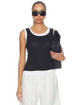 Enza Costa - Tissue Jersey Women's Layered Sleeveless Tank Top Black
