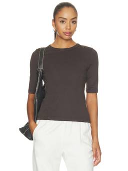 Enza Costa - Supima Cotton Women's Classic Fitted Crew Neck T-Shirt Charcoal