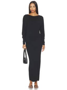 Eterne - Mountain Soft Jersey Women's Stretch Long Sleeve Midi Dress Black