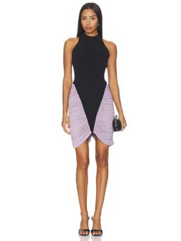 ET OCHS - Atticus Knit Combo Women's Ruched Bodycon Mini Dress Lavender