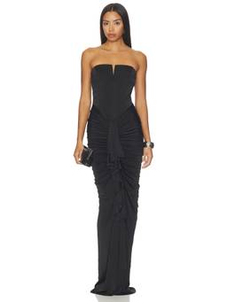 ET OCHS - Selena Women's Strapless Ruched Jersey Gown Black