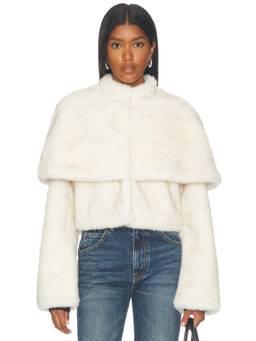 ET OCHS - Vlad Women's Faux Fur Layered Cropped Jacket Off White