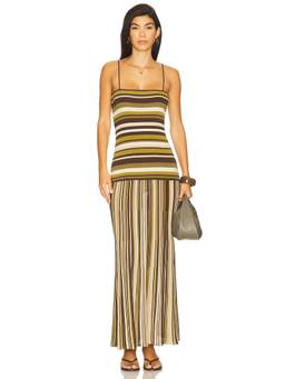 FAITHFULL THE BRAND - Essenia Women's Striped Drop Waist Midi Dress Multi-Color