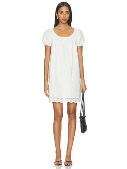 FAITHFULL THE BRAND - Conca Women's Lace Trim Puff Sleeve Mini Dress White