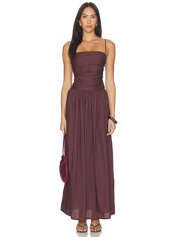 FAITHFULL THE BRAND - Portlligat Women's Ruched Smocked Back Maxi Dress Maroon