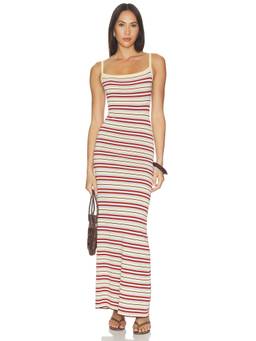 FAITHFULL THE BRAND - Striped Women's Sleeveless Knit Bodycon Maxi Dress Multi-Color