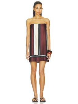 FAITHFULL THE BRAND - Phylis Women's Striped Satin Slip Mini Dress Maroon