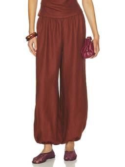 FAITHFULL THE BRAND - Kortez Women's Elastic Waist Balloon Palazzo Pants Brown