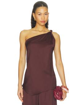 FAITHFULL THE BRAND - Kortez Women's One Shoulder Satin Top Burgundy