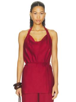 FAITHFULL THE BRAND - Izaro Women's Halter Neck Waist Tie Blouse Red