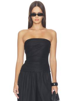 FAITHFULL THE BRAND - Alzira Women's Strapless Smocked Back Linen Top Black