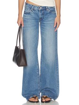FRAME - Petite Pixie Women's Low-Rise Relaxed Bootcut Jeans Blue