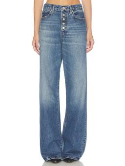 FRAME - Loose Women's Mid-Waist Wide Jeans Blue