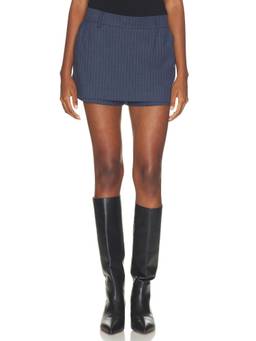 Favorite Daughter - Spencer Women's Pinstripe Side Zip Mini Skort Blue