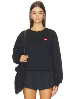 Favorite Daughter - Heart Women's Embroidered Crew Neck Sweatshirt Black