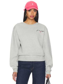 Favorite Daughter - Signature Classic Women's Embroidered Crew Neck Sweatshirt Grey