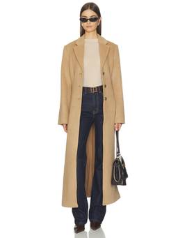 Favorite Daughter - Metropolitan Women's Tailored Button-Front Longline Coat Beige