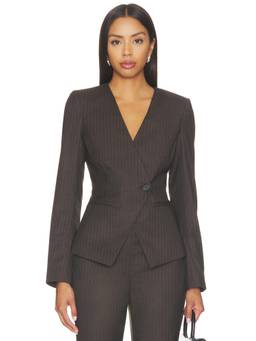 Favorite Daughter - Crosby Women's Tailored Pinstripe Single-Button Blazer Charcoal