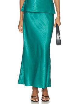 Favorite Daughter - Favorite Women's Satin Elastic Waist Maxi Skirt Teal