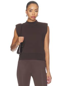 Favorite Daughter - Whitney Women's Shoulder Pad Sleeveless High Neck Top Brown
