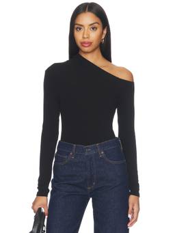 Favorite Daughter - Good Time Women's Asymmetrical One Shoulder Knit Top Black