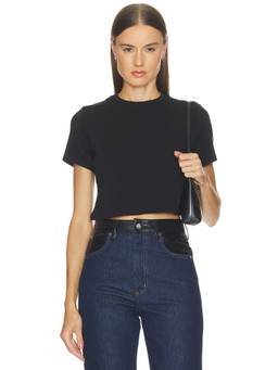 Favorite Daughter - Laura Women's Cotton Blend Crew Neck Crop Top Black