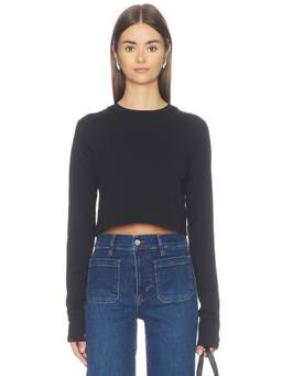 Favorite Daughter - Laura Women's Long Sleeve Jersey Crop Top Black