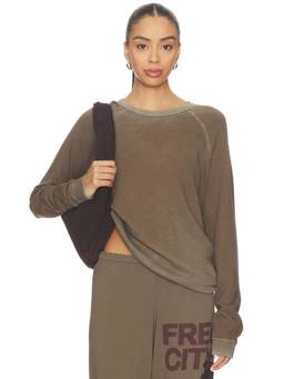Free City - Lucky Rabbits Women's Lightweight French Terry Sweatshirt Brown