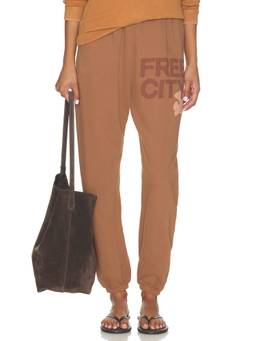 Free City - Large Sweatpant Women's Pull-On French Terry Joggers Brown