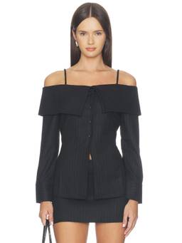 Feners - Delirio Women's Off-Shoulder Button-Front Top Black