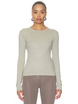 Fear of God ESSENTIALS - Slim Women's Lightweight Knit Crew Neck Long Sleeve T-Shirt Beige